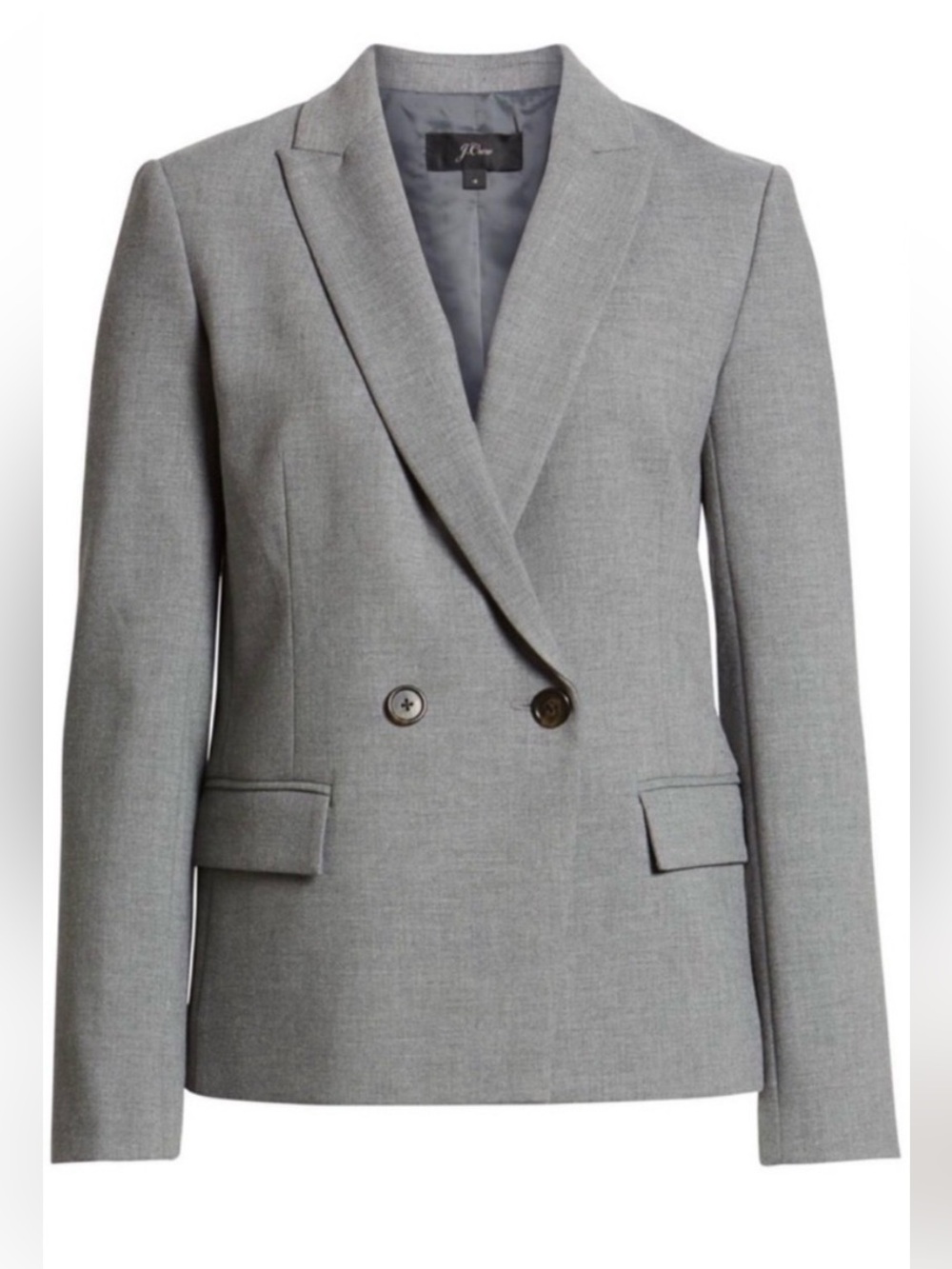 J. Crew Dover Blazer Grey Gray Double Breasted Single Button 10 Office Corporate